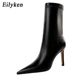2022 Spring High Quality Soft PU Leather Boots Women Pointed Toe Pumps Heels Fashion Ladies Party Shoes Size