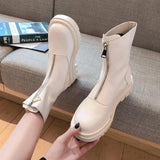 Boots Women's Low Shoes Round Toe Luxury Designer Zipper Boots-Women Flat Heel Ankle Med Autumn Fashion Rubber 2023