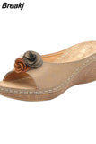 Casual Sandals Women Wedges Sandals Flowers Open Toe Fish Mouth Med Summer Women Shoes Fashion 2023 High Heel