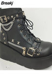 New Gothic Style Platform Vampire Cosplay Women Mid-calf Boots 2023 Winter Wedges Comfy Women Motorcycle Boots