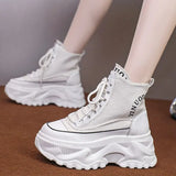 Pink Chunky Platform Motorcycle Boots Women Thick Bottom Lace Up Ankle Botas Mujer Autumn Winter 2023 Vulcanized