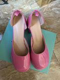 Spring And Summer Barbie Pink Single Shoes Waterproof Platform With Baotou Thick Heel Hollow Mary Jane Square Head High