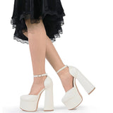 Big Size 43 Brand New Great Quality Block High Heel Chunky Platform Shoes Spring Summer Sexy Goth Mary Jane Footwear
