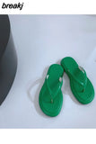Brand Slippers Summer Shoes Women Flat Casual Slides Leisure Sandal Female Beach Flip Flops Green Slipper Sandales