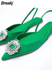 Summer New Rhinestone Pointed Toe Sexy Women Sandals Wear Baotou Set of Feet All-match Banquet Woman Sandals Flat
