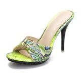Color Slippers Women Shoes Sexy Patent Leather High Heel 10.5CM Pointed Toe Sandals Shoes Women 2023 Female Wedding
