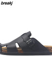 2023 New Summer Buckle Cork Slipper Casual Women Mixed Color Beach Outside Non-slip Closed Toe Cut-outs Slides