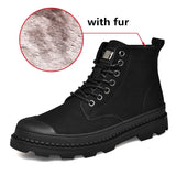 Warm Winter Men Boots Genuine Leather Ankle Boots Men Winter Work Shoes Men Military Fur Snow Boots for Men Botas
