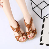 New Summer Sandals Women's Round Toe Open Toe Flat Sandals Slip-on Casual Women Sandals Beaded Sandals Beach