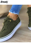Woman Flats Women's Casual Vulcanized Ladies Comfortable Shoes Plus Size 42 43 2023 Lace Up Women Denim Canvas