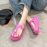Summer Women Beach EVA Light Platform Flip Flops Solid Color Med Heel Non-slip Outdoor Female Indoor Slipper