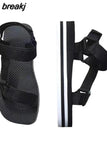 sexy stitching color summer new style square toe thick-soled hollow platform shoes outdoor women's