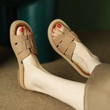 Size 34-40 Women Slides Sandals Genuine Leather Summer Low Heels Shoes Woman Home House Slippers Outdoor Casual