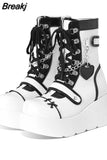 Gothic Style Platform Mary Jean Shoes New Fashion Brand 2023 Spring Summer Round Toe Buckle Sandals Boot Party Role