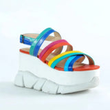 Summer Open Toe Thick Heel Shoes New Sandals Women Brand Ins Multicolor Punk Chunky Platform Wedges
