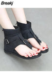 Sandal Comfort Shoes for Women Buckle Med 2023 Summer Flip Flops Platform Increasing Height Round Toe Girls Boot Closed
