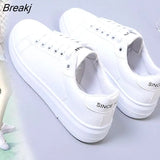 Spring Tennis Female Lace-up White Shoes Woman Luxury PU Leather Platform Solid Color Ladies Autumn Casual Elegant