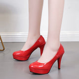Breakj New Women's Fashion Singles Korean Version Of High Heel Tip Waterproof Table Fine Heel Women's Singles Shoes Professional Wedding Shoes