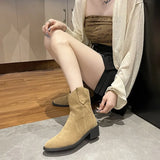 Vintage Series Unique Style Women's Ankle Boots Autumn Winter Leisure Genuine Leather Design Wild Comfortable Cowboy