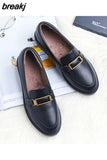 Women Flat Shoes Round Toe Lace-Up Oxford Shoes Woman Genuine Leather Brogue Women Platform Shoes Women Loafers