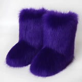 and The United States In The Tube 2023 New Casual Women's Shoes Fox Fur Boots Plus Velvet Anti-ski Boots Botas Para