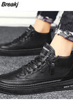 Boots Men Spring High Casual Shoes for Men Trend Zipper Walk Flats Winter Shoes Vulcanized Ankle Boots New