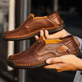 Men's Handmade Leather Shoes Comfortable Spring One Stirrup Moccasin Fashion Casual Sneakers Zapatillas De