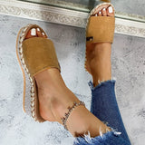 Summer Platform Slippers for Women Fashion Casual Hemp Wedges Sandals Thick Sole Open Toe Outdoor Beach Woman Walking