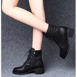 Women's Shoes Luxury Chelsea Boot Women Leather Boot Chunky Winter Shoe Platform Ankle Boots Thick Heel Brand