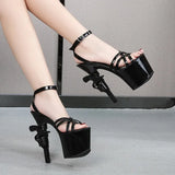 Brand High Heels Women's Shoes 2023 Sexy Gun Heel Sandals Waterproof Platform Fringe Cross-tied Strip Pole Dance