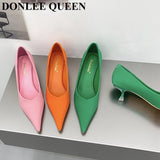 Med Heels Woman 2023 New Spring Pointed Toe Pumps Women's Shoes Office Ladies Dress Pumps Shoes Party Wedding Shoes