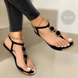 Trend Summer Sandals Women Fashion Casual Beach Outdoor Flip Flop Sandals Metal Decoration Ladies Flat Shoes Large Size