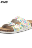 2023 New Summer Beach Cork Slippers Casual Double Buckle Non-slip Clogs Slides Women Slip on Flip Flop