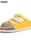 New Summer Women Buckle Cork Slipper 2023 Casual Mixed Color Outside Non-slip Beach Slides