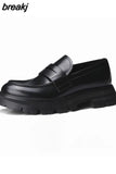 Size 35-40 Flats Shoes For Women Real Leather Casual Loafers High Heels Shoes Woman Fashion Platform Office Lady