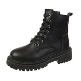 Breakj Boots Women's Shoes 2023 New High Top Casual Platform Ankle Boots Square Root Belt With Velvet Motorcycle