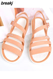 Summer Women Fashion Jelly Sandals Low Heel Peep Toe Shallow Slides Casual Beach Outdoor Female Ladies Slipper