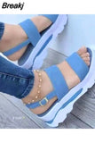 Fashion Summer Outdoor Shoes Punk Beach Wedges Women Sandals Wedge Female Platform Buckle Strap Street Sandalias De