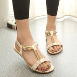 Sandals Women's 2024 Summer Korean Version Of The New Flat-Bottomed Water Drill Sandals Pregnant Shoes Student Shoes