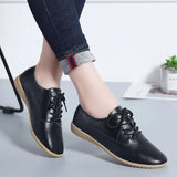 Summer Women Oxford Shoes Ballerina Flats Shoes Women Genuine Leather Shoes Moccasins Lace Up Loafers Zapatos