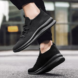 Men Running Shoes Breathable Lac-up Sport Shoes Lightweight Comfortable Walking Sneakers Black Tenis Masculino Zapatillas
