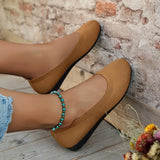 and Autumn 2023 New Outwear Solid Color Oversized Shallow Cut Shoes Women's Knitted Comfort Flat Shoes