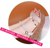 Heel Sandals Women Summer Shoes Wedges Bohemian Woman Sandals Ankle Strap Platform Diamond Beach Sandles Female