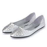 Ballet Flats Weaving Gold Silver Shoes Pointed Toe Breathable Slip-Ons Summer Plus size 35