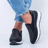 New Women Crystal Sneakers Spring Autumn Casual Zipper Flat Shoes women Non-slip Breathable Outdoor Vulcanized Shoes