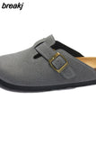 2023 New Outside Buckle Cork Slipper Casual Men Solid Color Beach Non-slip Closed Toe