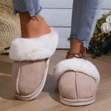 Winter Warm Fur Indoor Home Slippers Women Fluffy Comfort Soft Bedroom Slippers for Couples Flat Non Slip House Shoes