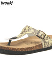 2023 New Women Print Cork Flip Flops Slipper Casual Summer Beach Outside Non-slip Slides