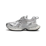 Summer Sneakers New Korean Mesh Breathable Platform Dad Shoes Women's Student Casual Thick Sole Silver Sport Running