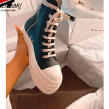 High-Top Canvas Shoes Platform Canvas Shoes Plus Velvet Women Shoes Flat Shoes Side